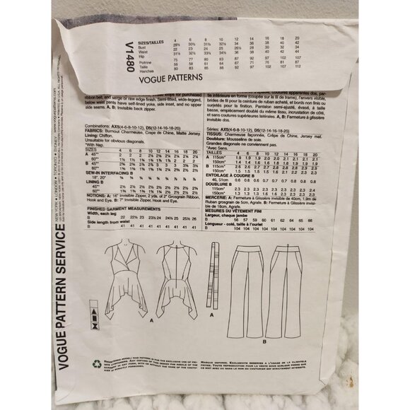 Vogue V1480 Donna Karan Collection Top & Pants | Sizes 4–12 | UNCUT - Picture 2 of 11